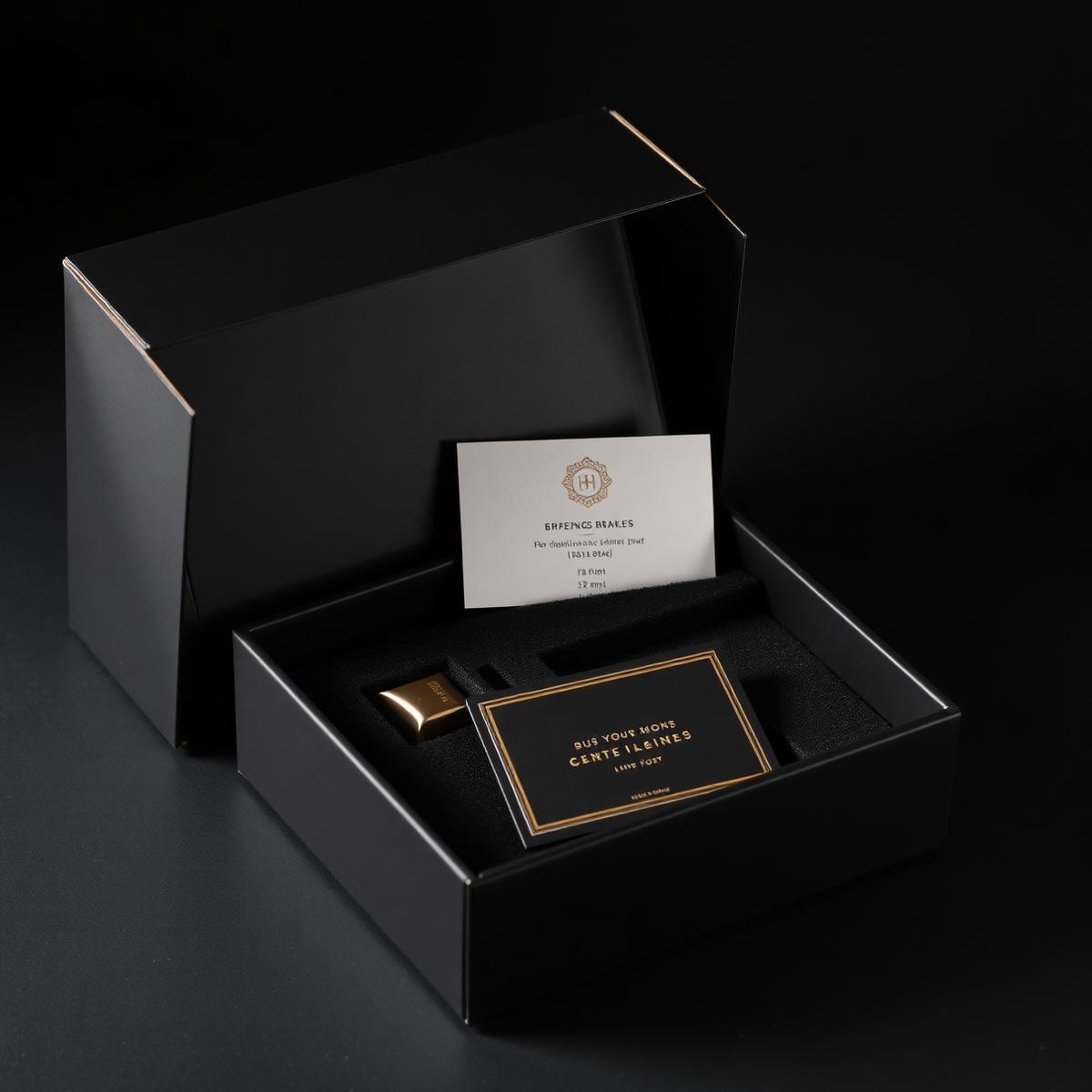 Unboxing de press kit premium com cartão personalizado e amostras em berço preto